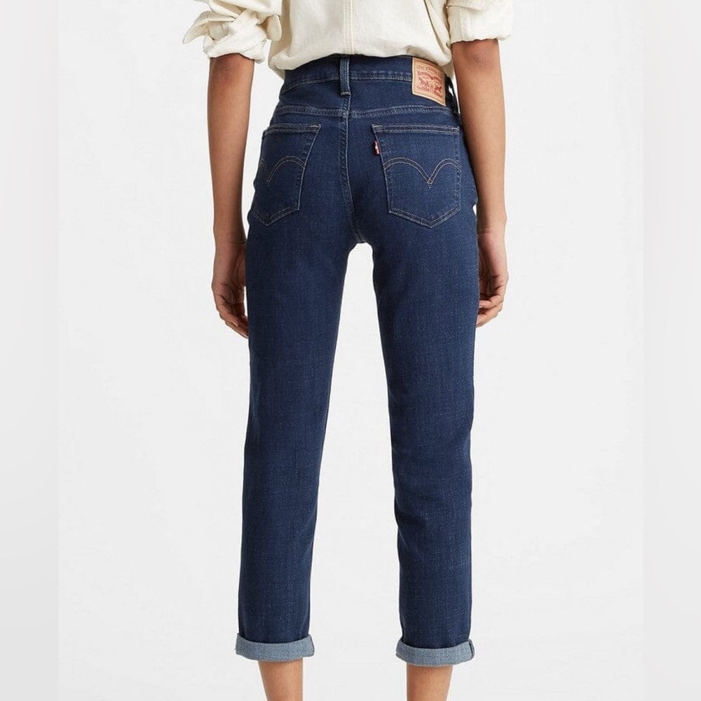 LEVI'S (31) Mid Rise Boyfriend Denim Jeans Dark Wash Stretch Relaxed Red Tab